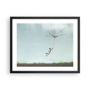 Pôster com moldura preta - Papagaios, balões, vento - 50x40 cm