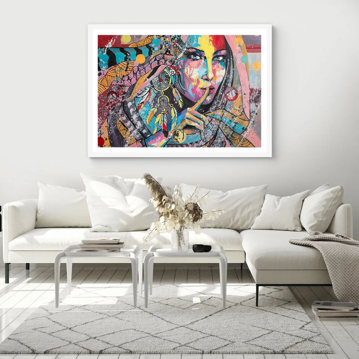 Pôster em moldura branca - Fique em silêncio até compreender - 70x50 cm