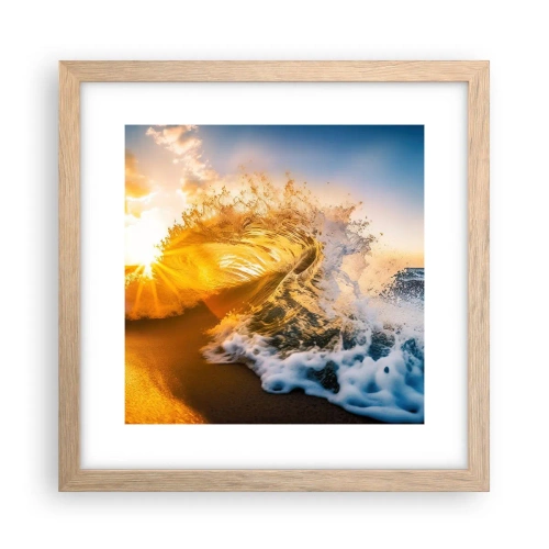 Pôster com moldura de carvalho claro - Diversão na areia - 30x30 cm