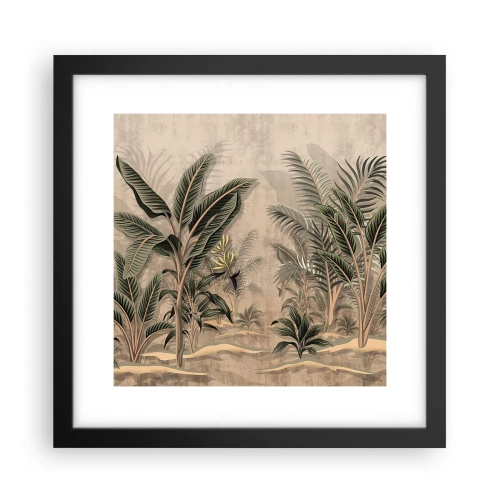 Pôster com moldura preta - Gravura em estilo colonial - 30x30 cm