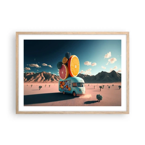 Pôster com moldura de carvalho claro - O sabor das férias - 70x50 cm