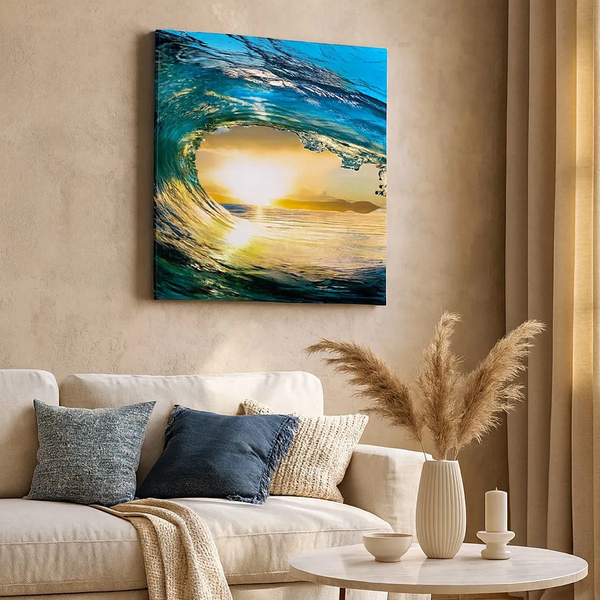 Quadro em tela - Em cristal esmeralda dourado - 30x30 cm