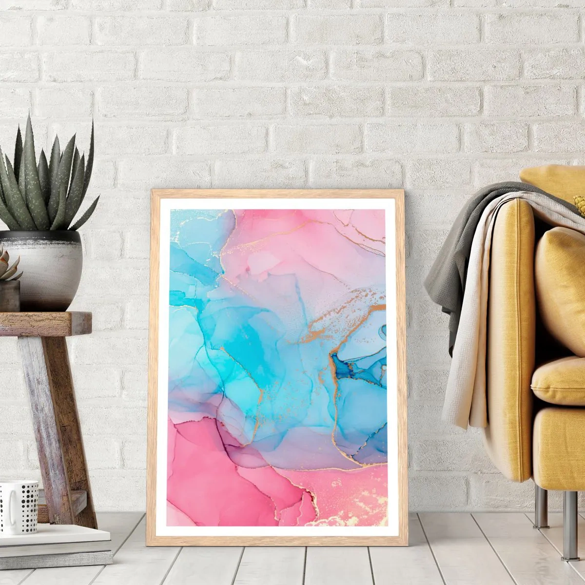 Pôster com moldura de carvalho claro - Encontro e difusão - 50x70 cm