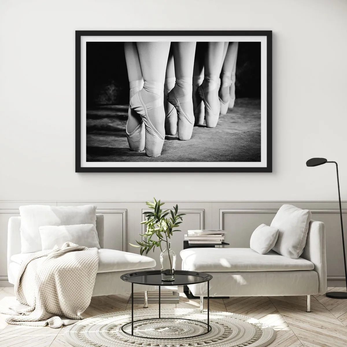 Pôster com moldura preta - Juntos, com leveza - 100x70 cm