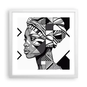 Pôster em moldura branca - Retrato étnico - 40x40 cm