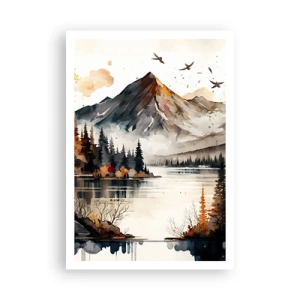 Pôster - Outono dourado nas montanhas - 70x100 cm
