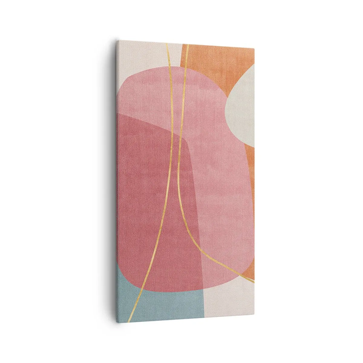 Quadro em tela - Composição pastel com fio dourado - 55x100 cm