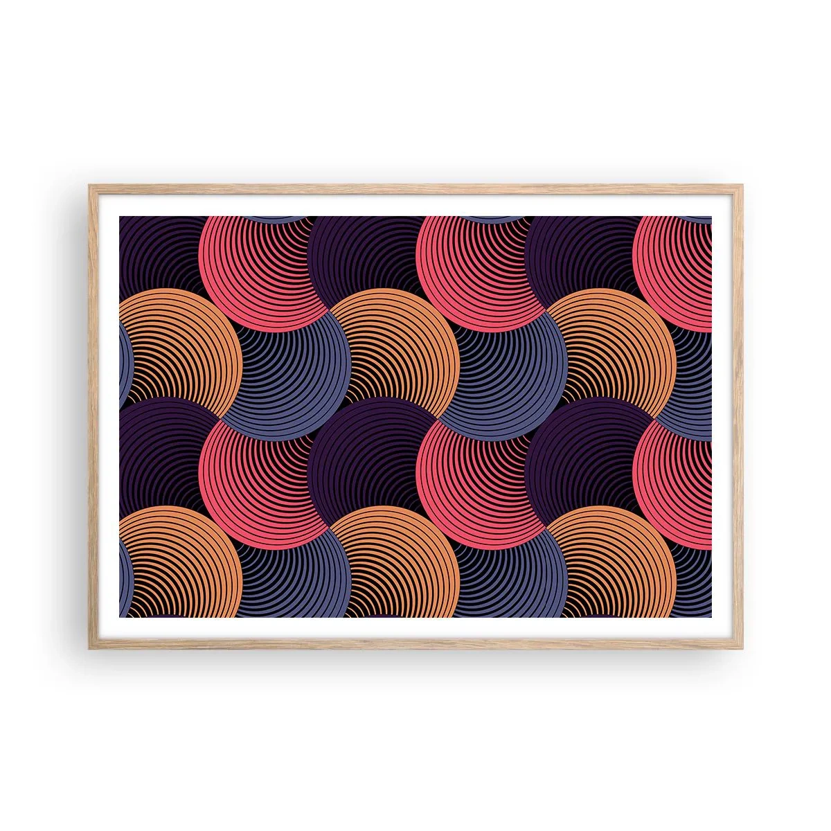 Pôster com moldura de carvalho claro - Num ritmo circular - 100x70 cm