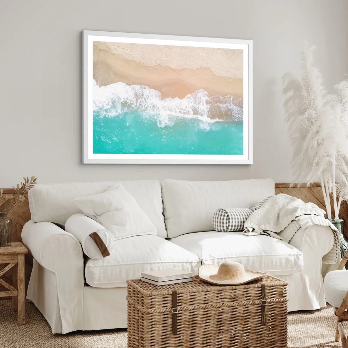 Pôster em moldura branca - Toque carinhoso - 70x50 cm