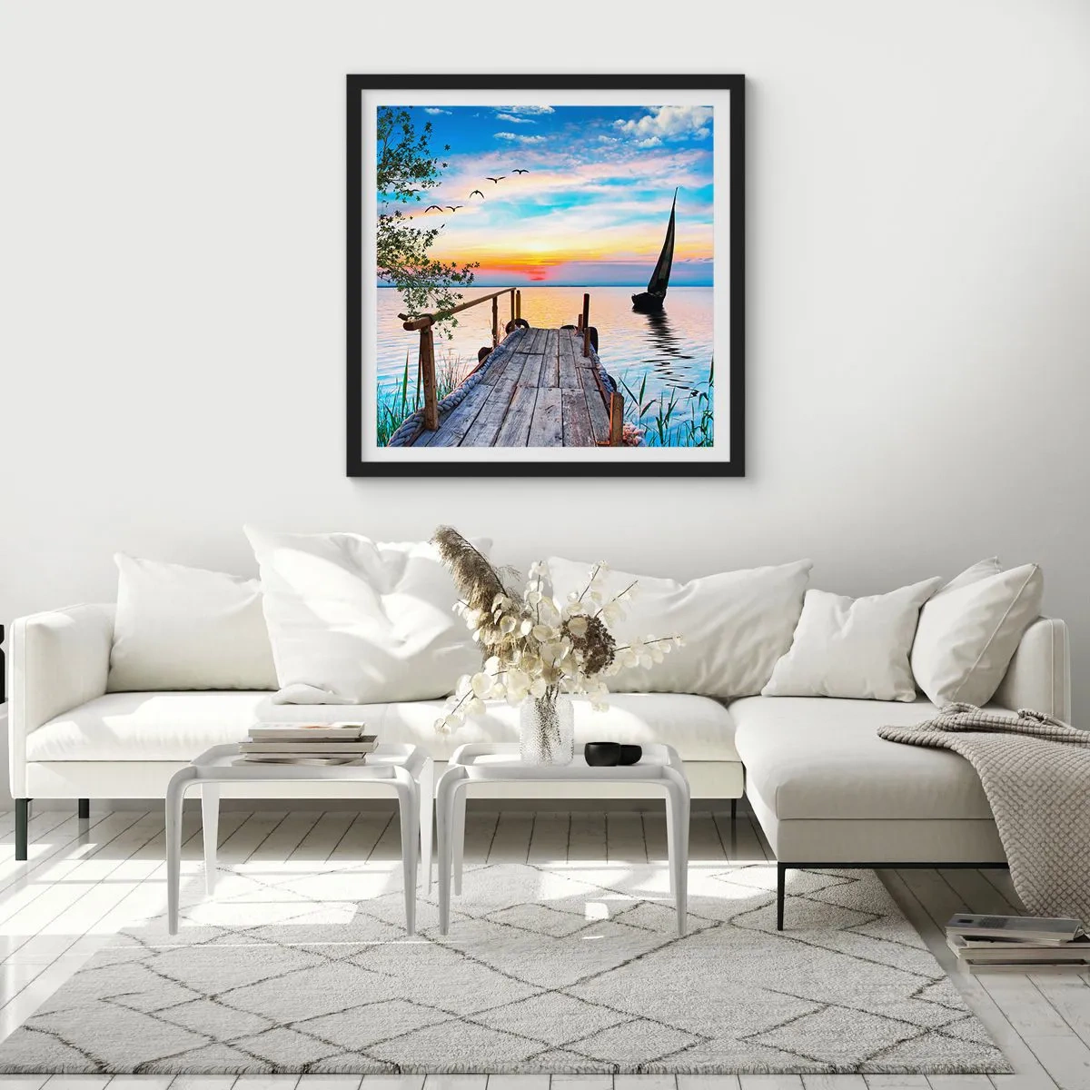 Pôster com moldura preta - Boa noite - 50x50 cm