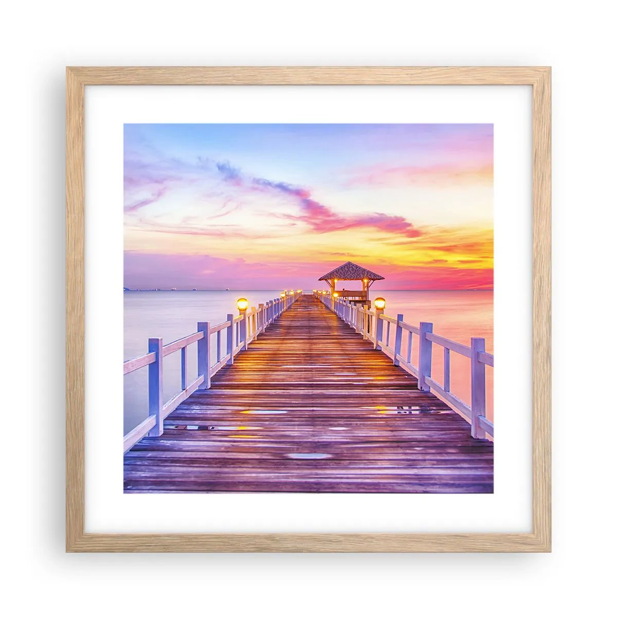 Pôster com moldura de carvalho claro - O silêncio lilás-dourado da noite - 40x40 cm