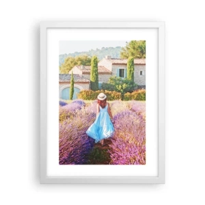Pôster em moldura branca - Menina Lavanda - 30x40 cm