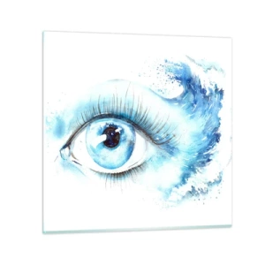 Quadro em vidro - Mergulho no olhar azul - 70x70 cm