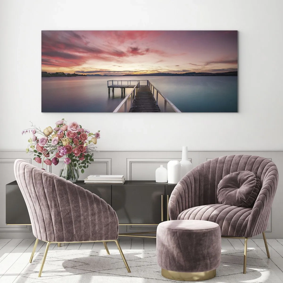 Quadro em vidro - A chama suave da noite - 120x50 cm