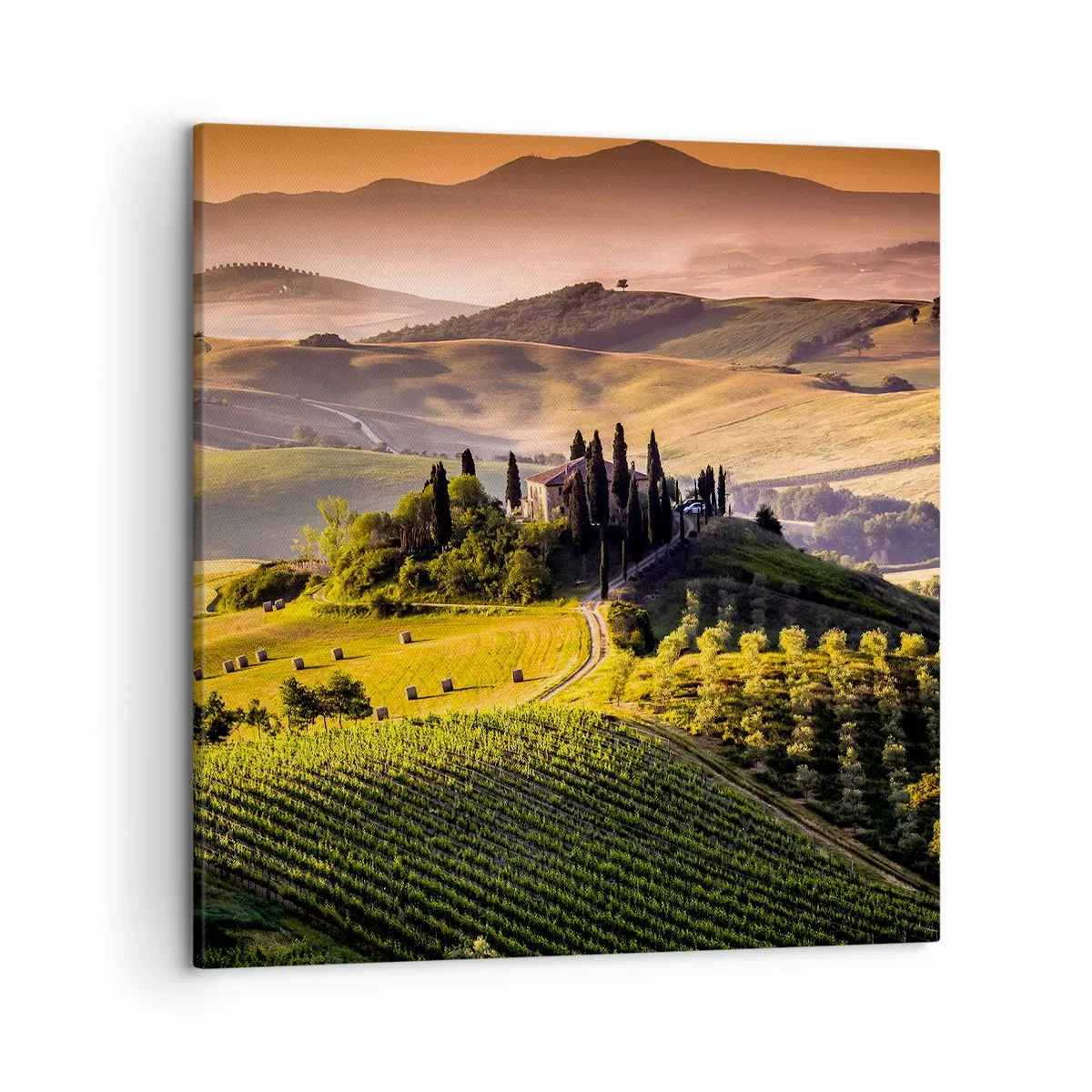Quadro em tela - Arcádia - Paisagem toscana - 50x50 cm