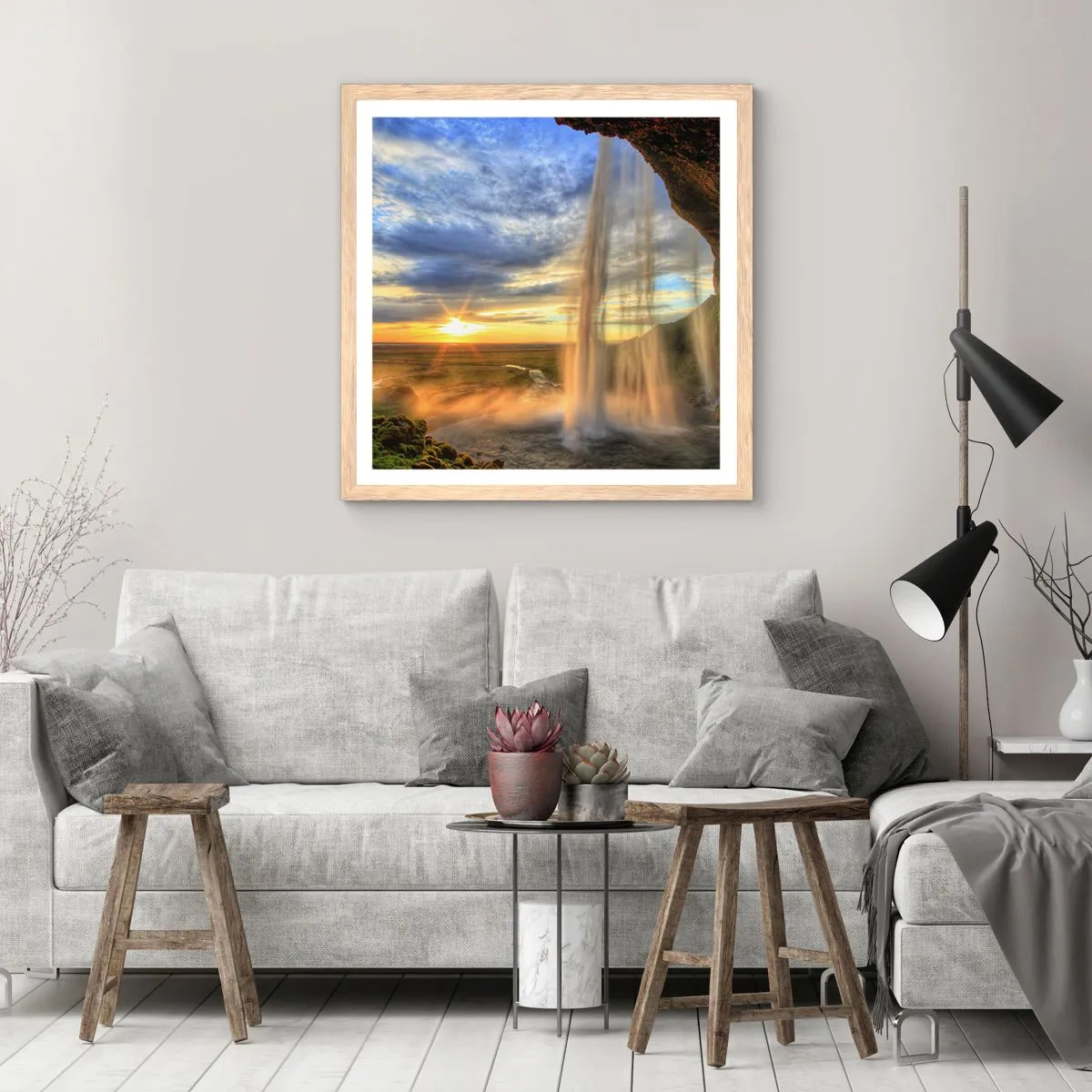 Pôster com moldura de carvalho claro - O mundo por trás das gotas - 30x30 cm