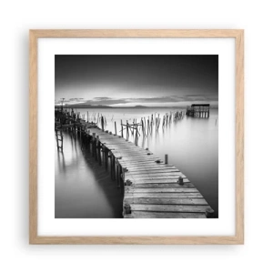 Pôster com moldura de carvalho claro - A tranquilidade de uma costa esquecida - 40x40 cm