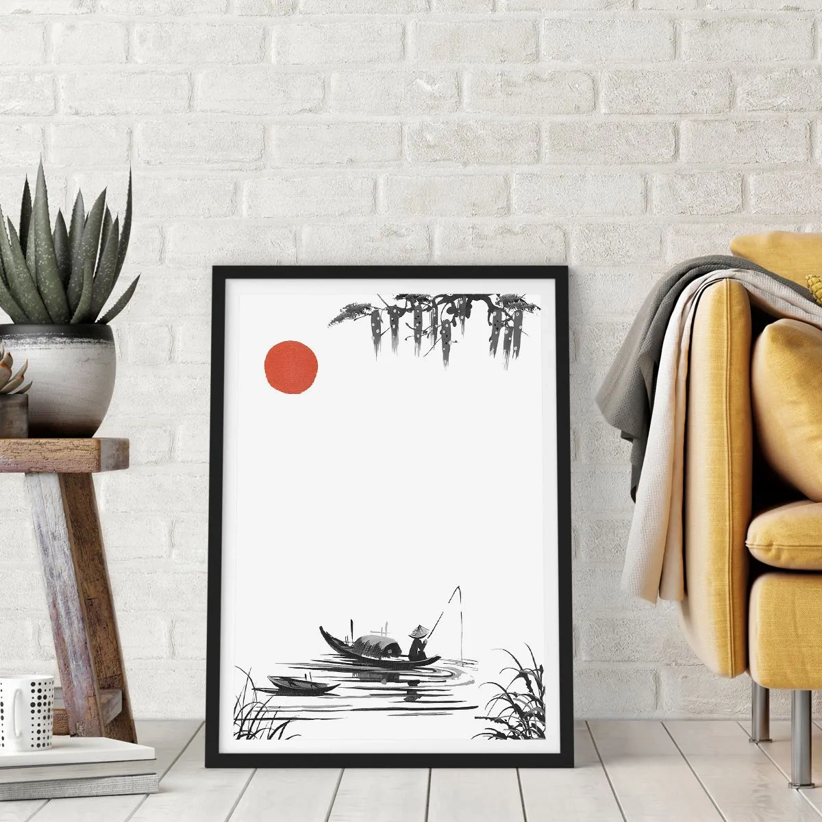 Pôster com moldura preta - Tarde asiática - 30x40 cm