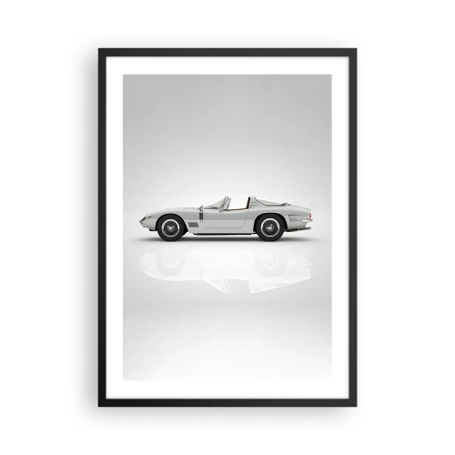 Pôster com moldura preta - Conversível branco clássico em fundo neutro - 50x70cm - A promessa de diversão - Decoração de parede moderna para a sala de estar e quarto ARTTOR