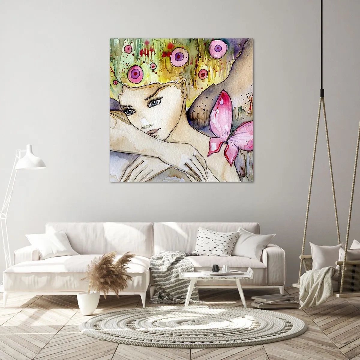 Quadro em tela - Princesa borboleta - 60x60 cm