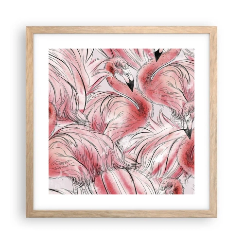 Pôster com moldura de carvalho claro - Bird corps de ballet - 40x40 cm