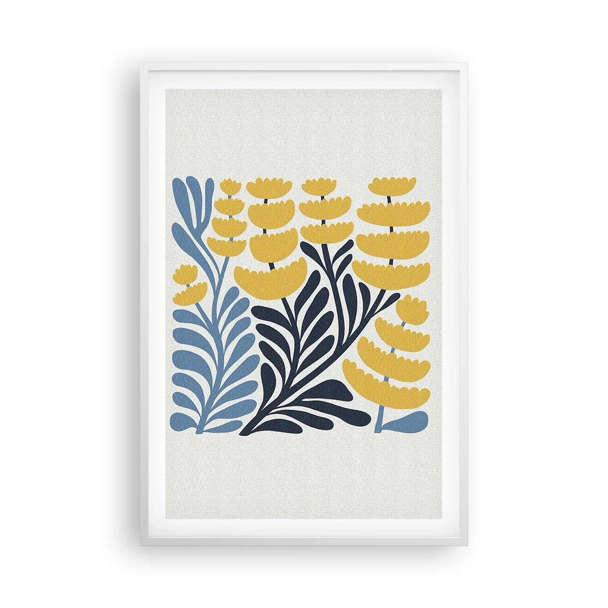 Pôster em moldura branca - Canteiro de flores ensolarado - 61x91 cm