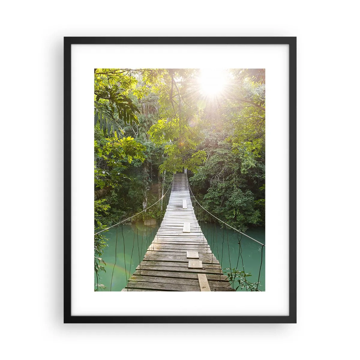 Pôster com moldura preta - Da água azul para a floresta azul - 40x50 cm