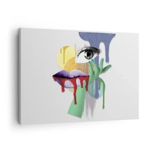 Quadro em tela - Retrato desconstruído com elementos abstratos - 70x50cm - Retrato desconstruído - Decoração de parede moderna para a sala de estar e quarto ARTTOR