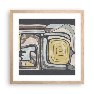 Pôster com moldura de carvalho claro - Abstração no espírito pré-colombiano - 40x40 cm
