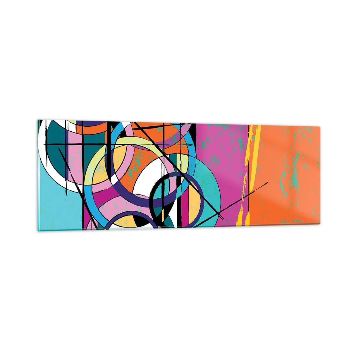Quadro em vidro - Círculo entre círculos - 90x30 cm