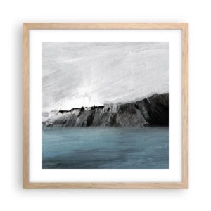 Pôster com moldura de carvalho claro - Água – terra: choque dos elementos - 40x40 cm