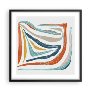 Pôster com moldura preta - Abstração com um sorriso amigável - 50x50 cm