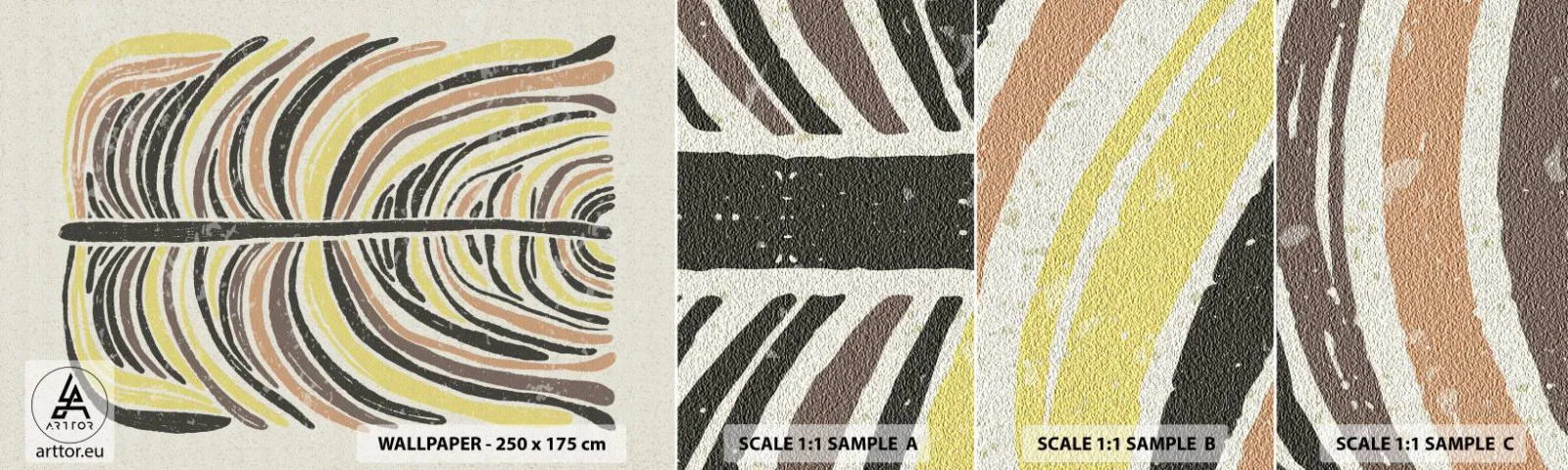 Amostra de papel de parede autocolante Deluxe Sticker - Abstração cheia de vida - Boho, Minimalismo, Pastel - 100x30 cm