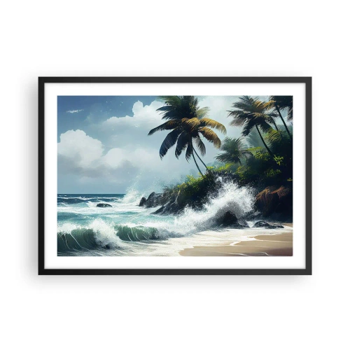 Pôster com moldura preta - Em uma costa tropical - 70x50 cm