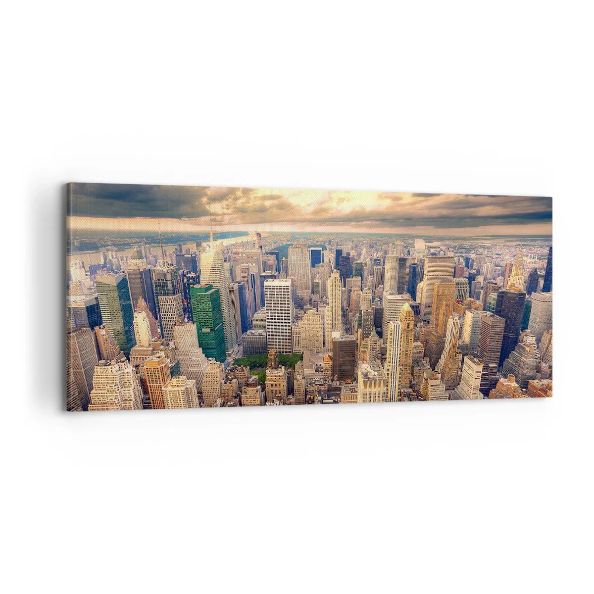 Quadro em tela - Metrópole dourada - 100x40 cm