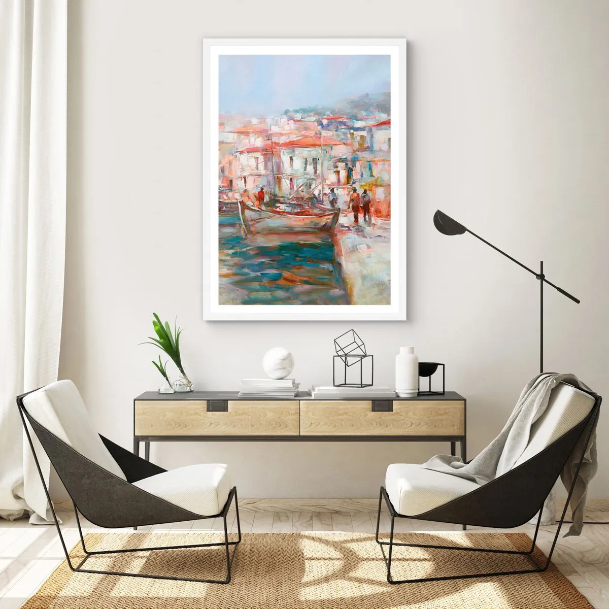 Pôster em moldura branca - Férias em pastel - 40x50 cm