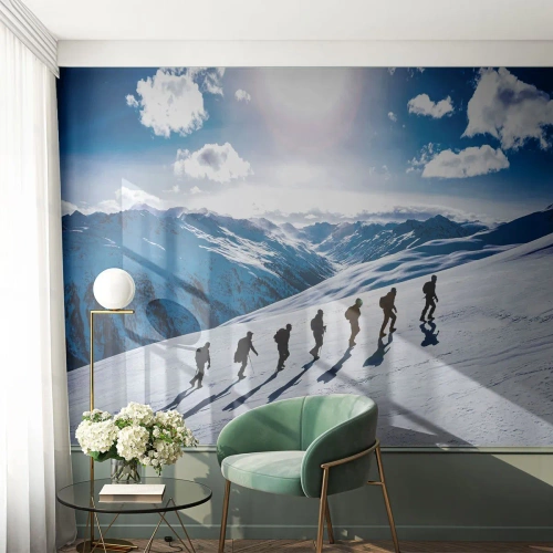 Papel de Parede Premium Sand - A equipa vencedora - Caminhada na montanha, Paisagem, Alpes - 100x70 cm