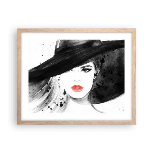 Pôster com moldura de carvalho claro - Dama de Preto - 50x40 cm