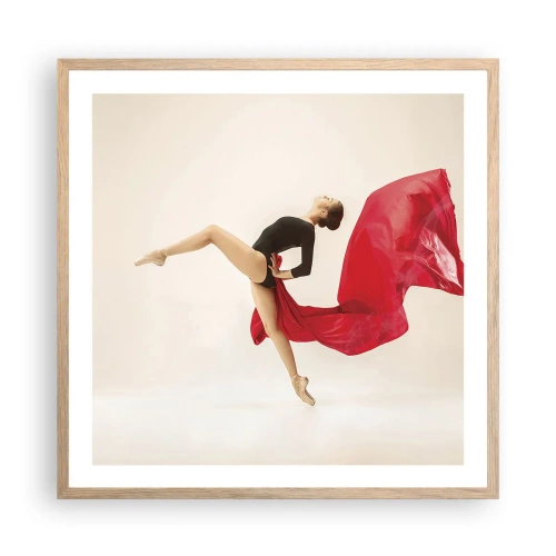 Pôster com moldura de carvalho claro - Vermelho e preto - 60x60 cm