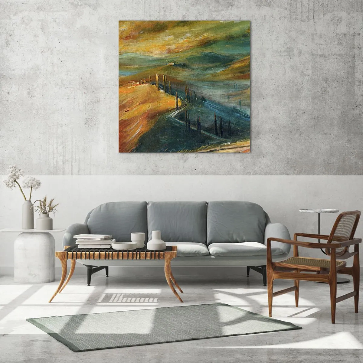 Quadro em vidro - Paisagem da Toscana - 30x30 cm