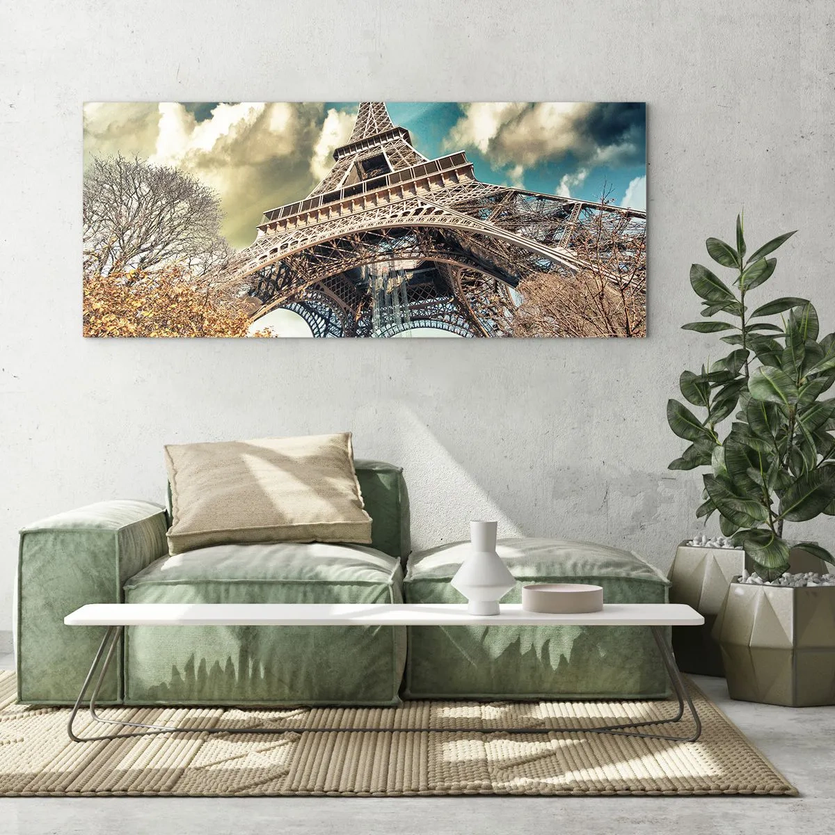 Quadro em vidro - E no outono em Paris... - 90x30 cm