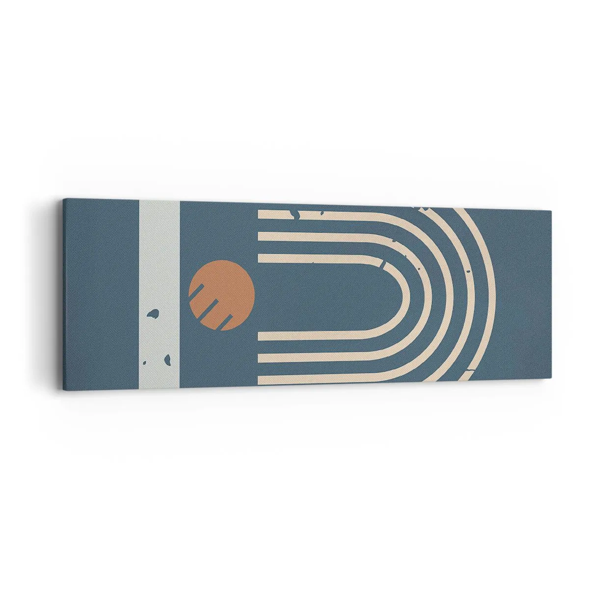 Quadro em tela - Geometria em azul marinho - 90x30 cm