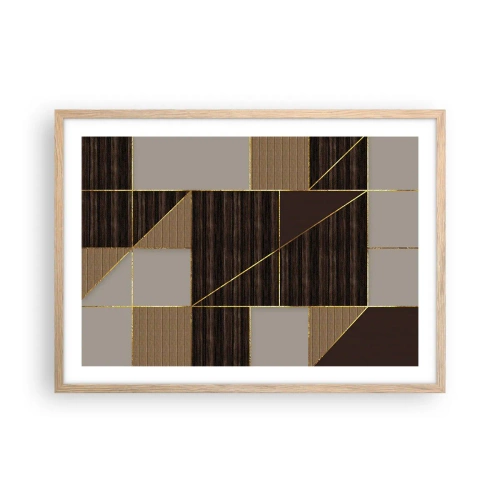 Pôster com moldura de carvalho claro - Mosaico de bronzes e ouro - 70x50 cm