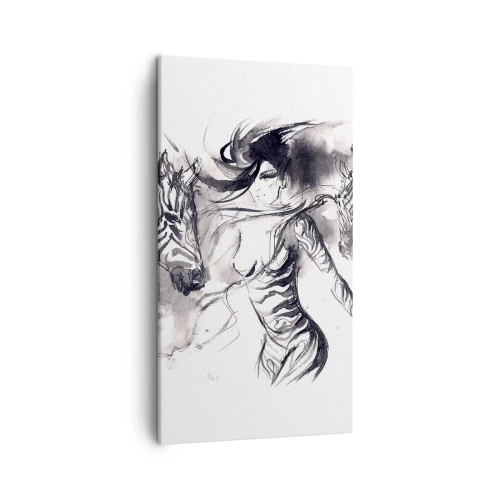 Quadro em tela - Dançando com as zebras - 45x80 cm