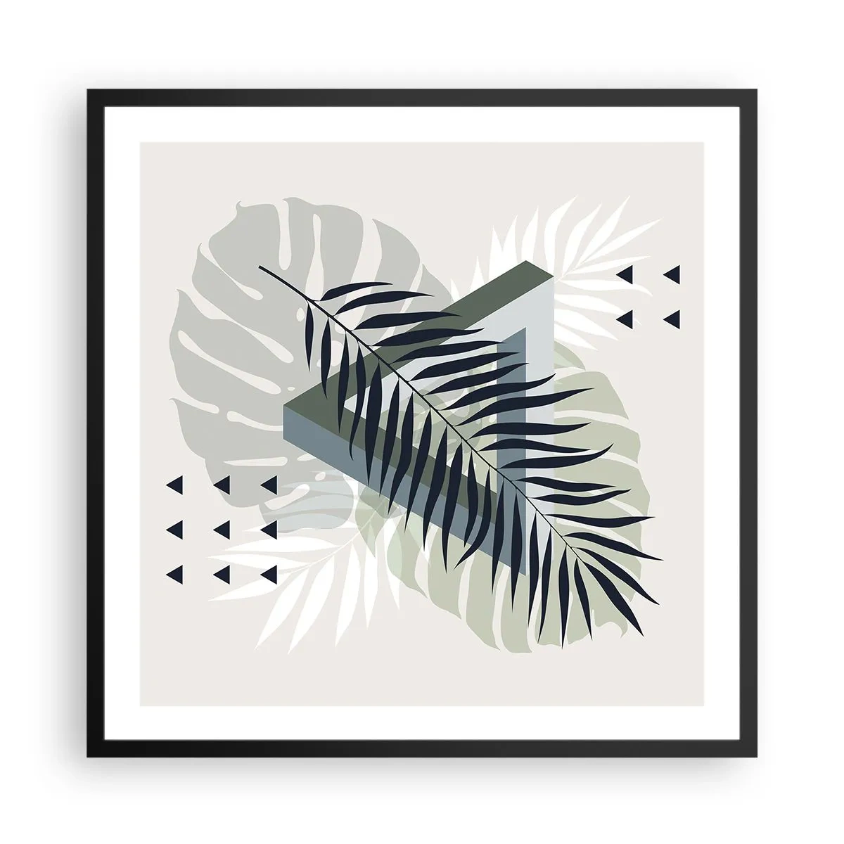 Pôster com moldura preta - Natureza e geometria – duas ordens? - 60x60 cm