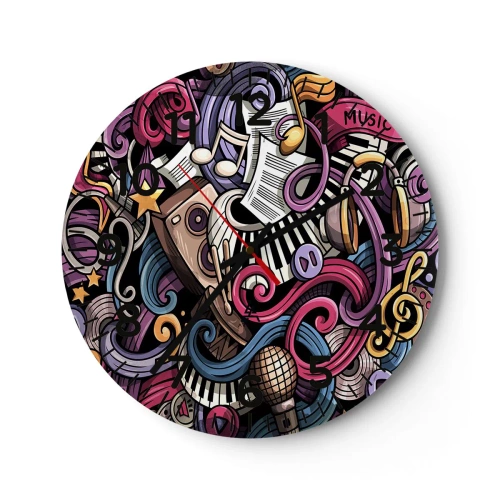 Relógio de parede - Relógio em vidro - Melodia complicada - 30x30 cm