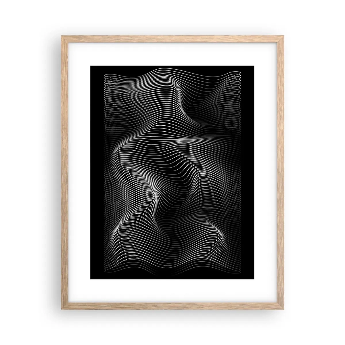 Pôster com moldura de carvalho claro - Dança de luz no espaço - 40x50 cm