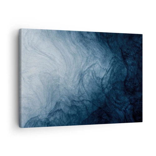 Quadro em tela - Uma composição abstrata em tons de azul e azul marinho. - 70x50cm - Nas profundezas - Decoração de parede moderna para a sala de estar e quarto ARTTOR