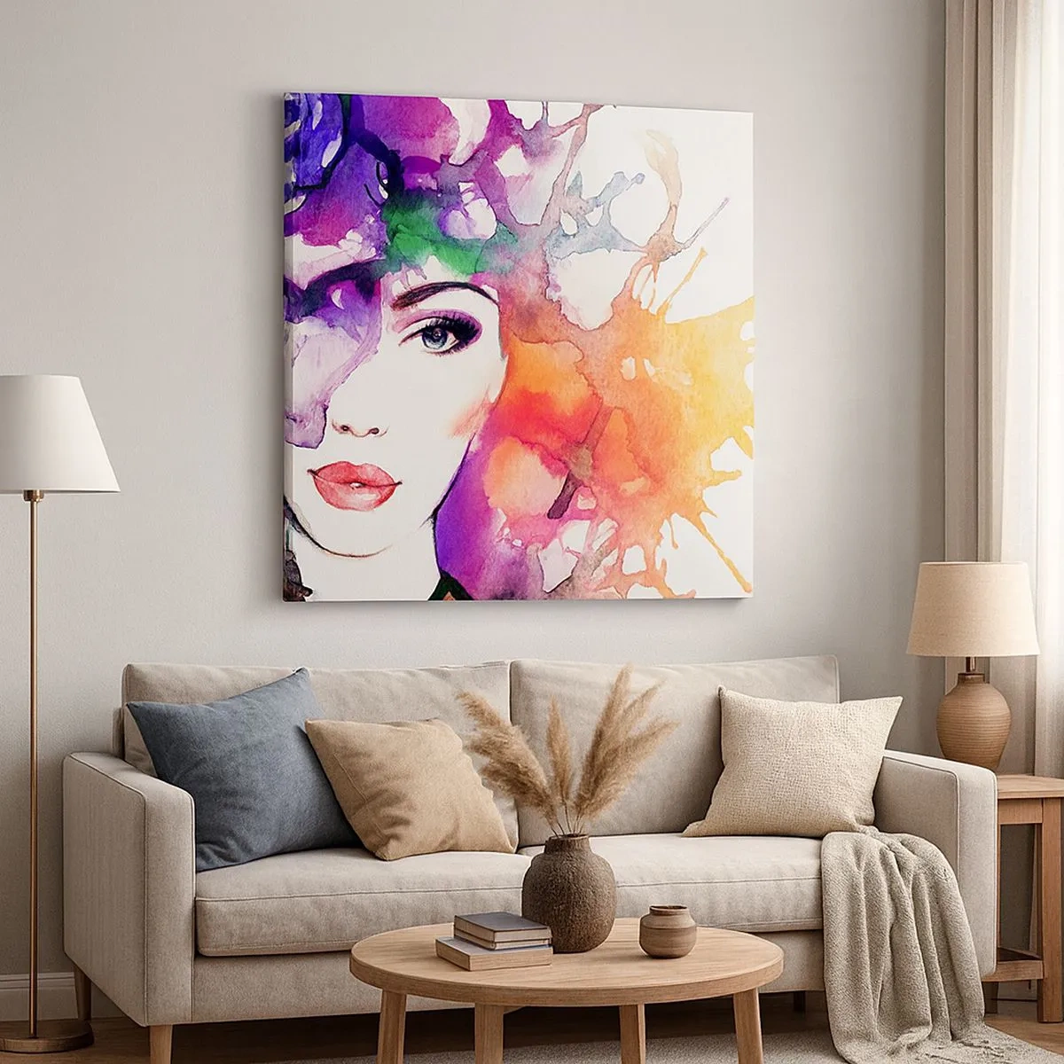 Quadro em tela - Com a cabeça nas nuvens - 30x30 cm