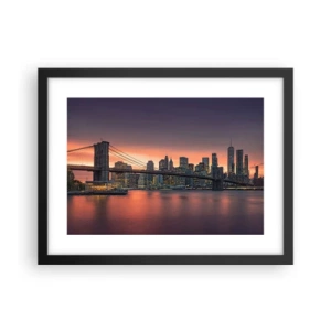 Pôster com moldura preta - Imersa no silêncio lilás - 40x30 cm